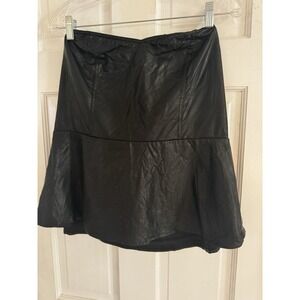 💙Torrid Women Top‎ Sz 0 Black Faux Leather Peplum Strapless Sweetheart Festival